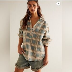 We The Free Arizona Sky Jacquard Plaid Shirt NWT. XS